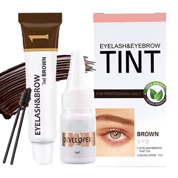 Eyebrow and Eyelash Set,Brown Eyebrow Color Cream,Eyebrow Dye Kit,Lasts Up