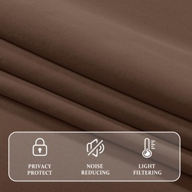 JIUZHEN Brown Valances for Windows Rod Pocket Room Darkening Small Window Curtains for Kitchen/Bathroom, 42" W x 18" L, 1 Panel
