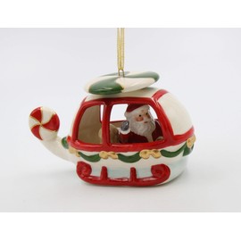 Cosmos Gifts Fine Ceramic Santa Flying Helicopter Christmas Tree Ornament, 5-1/2"