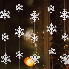 Abien Silver Snowflakes Garland Hanging Snowflake Christmas Decorations Glittery Snowflake Garlands for Christmas Birthday Wedding Winter Party Decortion 3Pcs