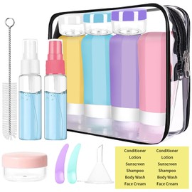 Txeouse Reiseflaschen,Silikon Reiseflaschen,16 Stück Tragbare Reisebehälter Set,BPA-frei,Auslaufsicher Nachfüllbar,Geeignet für Reisen,Camping,[TSA-Zugelassene] (Mehrfarbig)