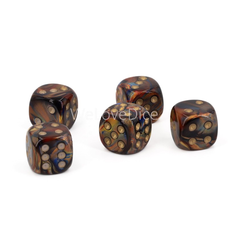 WeLoveBeads W6 Cube (16 mm) in Brown/Gold Dots - Made