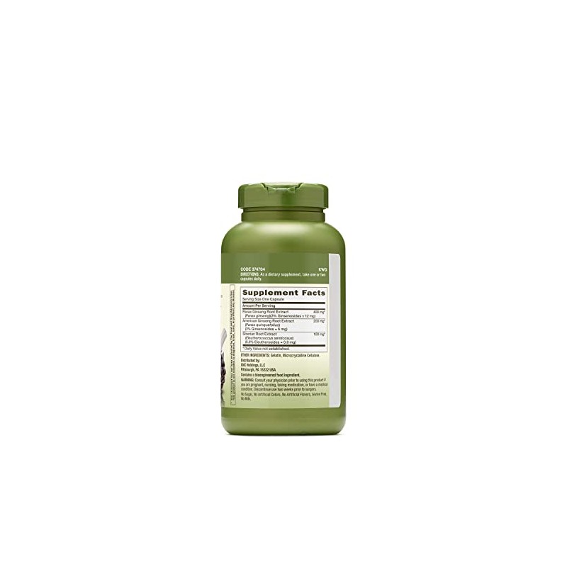 GNC Herbal Plus Triple Ginsa Supplement, Supports Vitality, 200 Servings