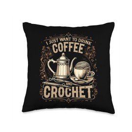 Yarn Coffee Crochet Throw Pillow