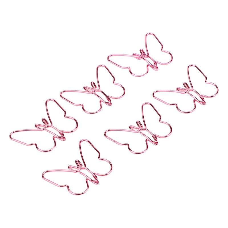 50Pcs Pink Butterflies Paperclip Cartoon Color Plating Innovative Cute Paperclips
