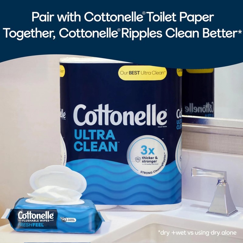 Cottonelle FreshFeel Flushable Wet Wipes for Adults 8 Flip Top