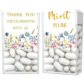 60 Pcs Mint to Be Stickers for Favors - Mint to Be Wedding Favor Stickers - Tic Tac Box Labels - Shower Favor - ONLY Label (Large （Wildflowers）)