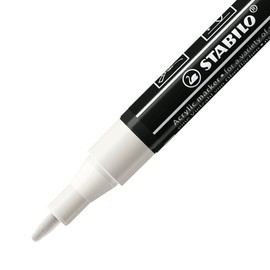 STABILO FREE T100 Fine Tip Acrylic Marker - White (Pack of 3)