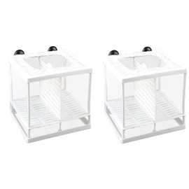 Pack of 2 Breeding Box, Floating Spawning Box, Aquarium Fish Incubation Box, Suitable for Aquariums, Insulate Seedlings and Support Incubation and Reproduction (White)
