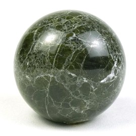 KhanImports Decorative Green Marble Sphere, Stone Sphere Ball Decor - Large, 4 Inch Dia.