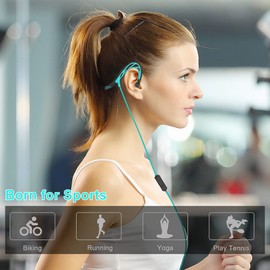 Mucro Auriculares para correr con cable para el cuello, plegables, para correr, gimnasio, entrenamiento, con funda de transporte, enchufe de 3,5 mm