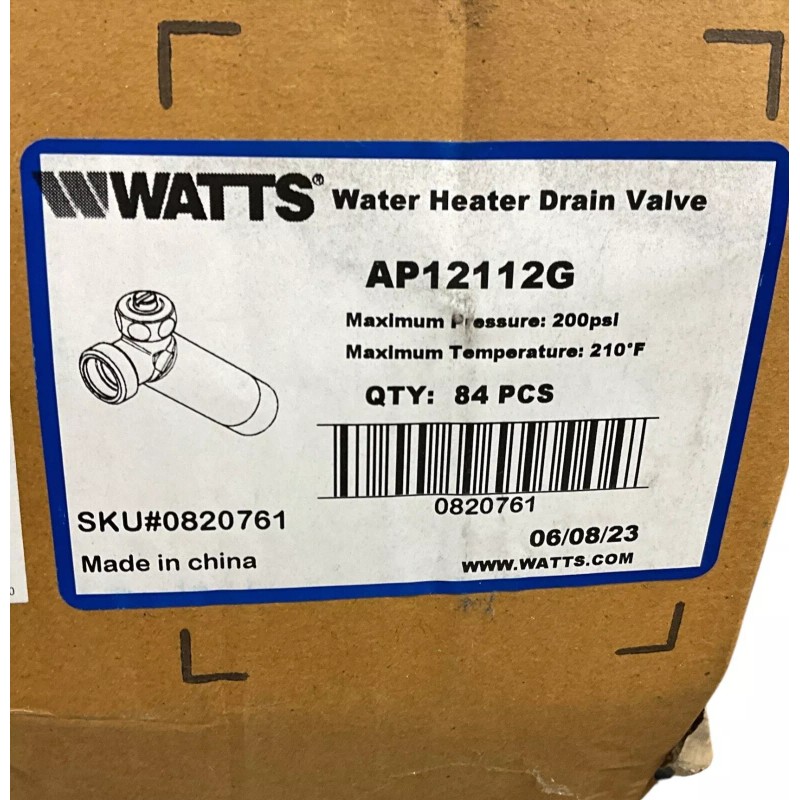 WATTS AP12112G Water heater Brass Drain Valve with Screwdriver, 3/4