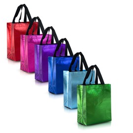 Nush Nush Mix Color Gift Bags Medium Size – Set of 30 Reusable Gift Bags in Bulk From Six Vibrant Colors - Goodie Bags, Birthday Gift Bags With Handles, Party Favor Bags, Goody Bags – 8x4x10 Size