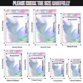 100 Pack Resealable Mylar Bags Smell Proof Pouch Aluminum Foil Packaging Plastic Ziplock Bag,Small Mylar Storage Bags For Candy,Jewelry,Screw,Holographic Rainbow Color (3.93 x 5.9 inch)
