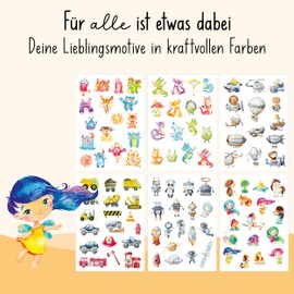 lila liebt dich 100 skin-friendly and harmless children's tattoos, fantastic all-sort, tattoo girls, tattoo children boys, made in Germany