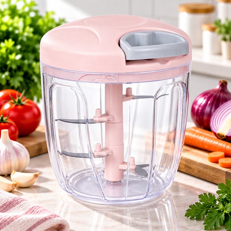Manual Food Chopper for Kitchen Prep – Hand-Operated Metal Blade