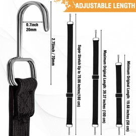 Bungee Cords Heavy Duty Outdoor, Long Adjustable Bungee Cords with Hooks Flat, 40 Inch High Elastic Rubber Bungee Straps with Hooks for Luggage, Roof Racks, Tarpaulin, Moving Cargo, Camps, Tarps