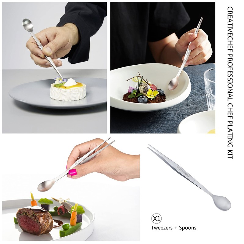 CREATIVECHEF 5 PCS Plating Tools Culinary Set Contains kitchen tweezers
