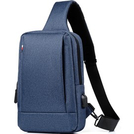 CAAORDKSO Sling Bag for Men Women Messenger Bag, Waterproof Satchel Bag Lightweight Crossbody Bag Casual Shoulder Bags for Travel Daily Work (Blue)