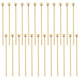 Beebeecraft 200Pcs/Box 25mm Ball Head Needles 18K Gold Plated Stainless Steel Eye Quilting Satin Straight Needles for Sewing Dressmaking Jewellery Making DIY Craft Head 1.8mm