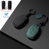 CGZOWYU Suede Genuine Leather Smart Key Fob Case Cover Compatible
