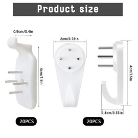 Picture Hooks No Drilling Picture Hooks for Nailing, Pack of 40 Traceless Wall Hooks, Traceless Picture Hooks, Multifunctional Picture Hooks, Wall Hanger for Hanging Paintings, Wedding Photos, Mirrors, Watches