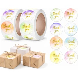 2 Rollos de Rollos de Pegatinas de Agradecimiento, para empaquetado de pequeas empresas, sobres, bolsas de regalo, cajas de envo (02)