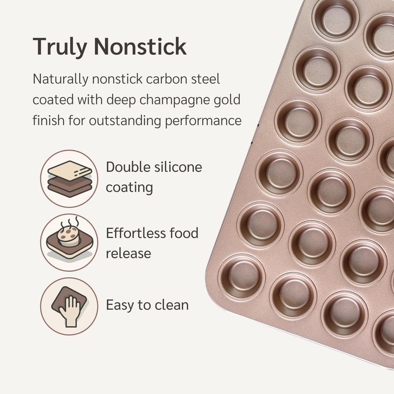HAPPIELS Non Toxic Nonstick 24 Cup Mini Muffin Pan |