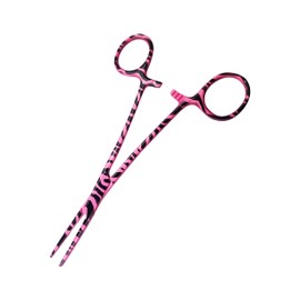 Cynamed Straight Kelly Hemostat Forceps Locking Clamps Premium Quality Stainless Steel, 5.5in. (Zebra, Pink)