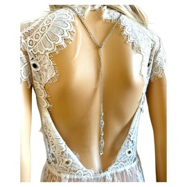 ONDEGO® Silber Rückenkette Rückenanhänger Rückenschmuck Brautschmuck Hochzeit Braut Schmuck Körperkette