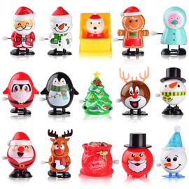 15PCS Christmas Wind Up Toys Assortment for Kids, Christmas Stocking Stuffers Clockwork Toy Bulk for Christmas Party Favors Goody Bag Filler