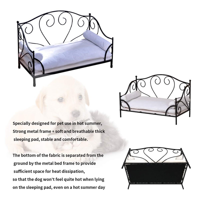 BabyLand Summer Metal Frame Pet Bed, Animal Lounge Detachable Bed
