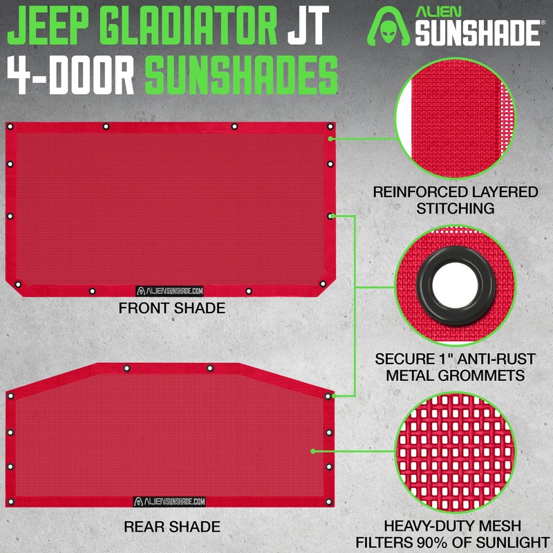 Alien Sunshade Jeep Gladiator Sun Shade Red (2018-2023) Jeep Gladiator