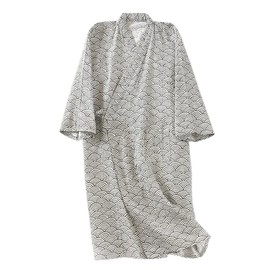 iNszkoos Cotton Kimono Robes for Women Men Summer Bathrobe Dressing Gown Spa Bath Wrap Swim Cover Up Japanese Lightweight Loose Comfy Pajamas Nightgown Sleepwear with Pocket Waist Belt