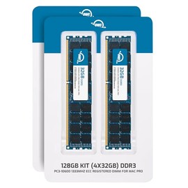 OWC - Kit de actualización de Memoria de 128 GB - 4 módulos DIMM PC10600 DDR3 ECC-R de 32 GB para Modelos Mac Pro Late 2013