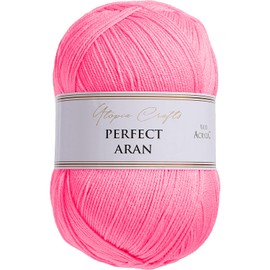 Utopia Crafts Aran Knitting and Crochet Yarn, 400g (Pink Sherbet)