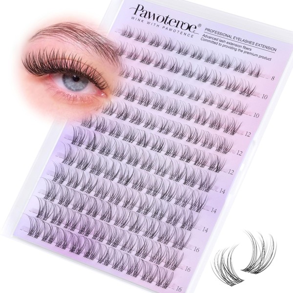 Pawotence Wispy Lash Clusters Natural Eyelash Clusters Invisible Band Individual