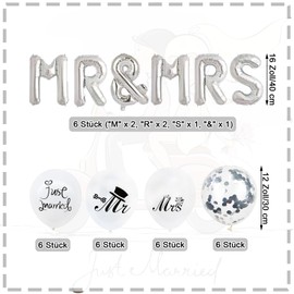 KOBOKO Silver Mr & Mrs Balloons Wedding Decoration