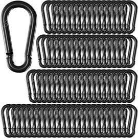 100 Pack 2.36" Spring Snap Hook Carabiners, M6 Galvanized Steel Black Small Carabiner Clip, Keychain Clip, Quick Link Key Chain for Hammock Swing Set Outdoor Travel, Camping, Fishing, Hiking