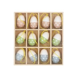 Gisela Graham Polka Dot Wooden Easter Egg Decorations, set of 12