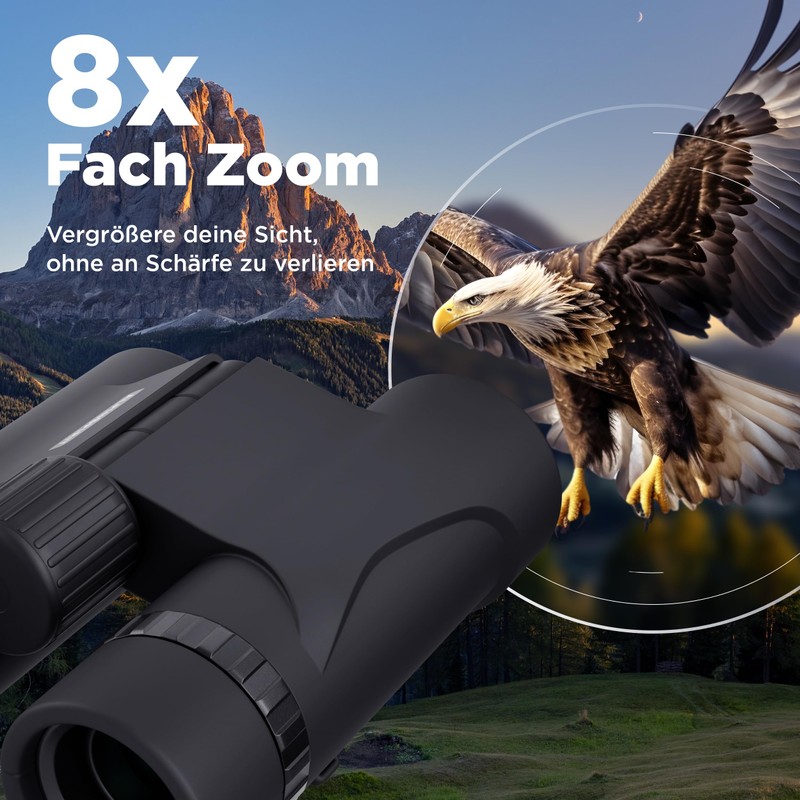 AlpinSpirit Pocket Binoculars 8 x 21 - Mini Binoculars -
