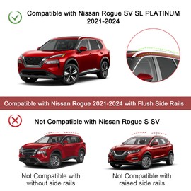 KINGGERI Lockable 260LBS Roof Rack Cross Bars Compatible with Nissan Rogue 2021 2022 2023 2024 2025 SV SL Platinum (with Flush Roof Rails), Heavy Duty Anti-Theft Aluminum Roof Rails Crossbars Rooftop