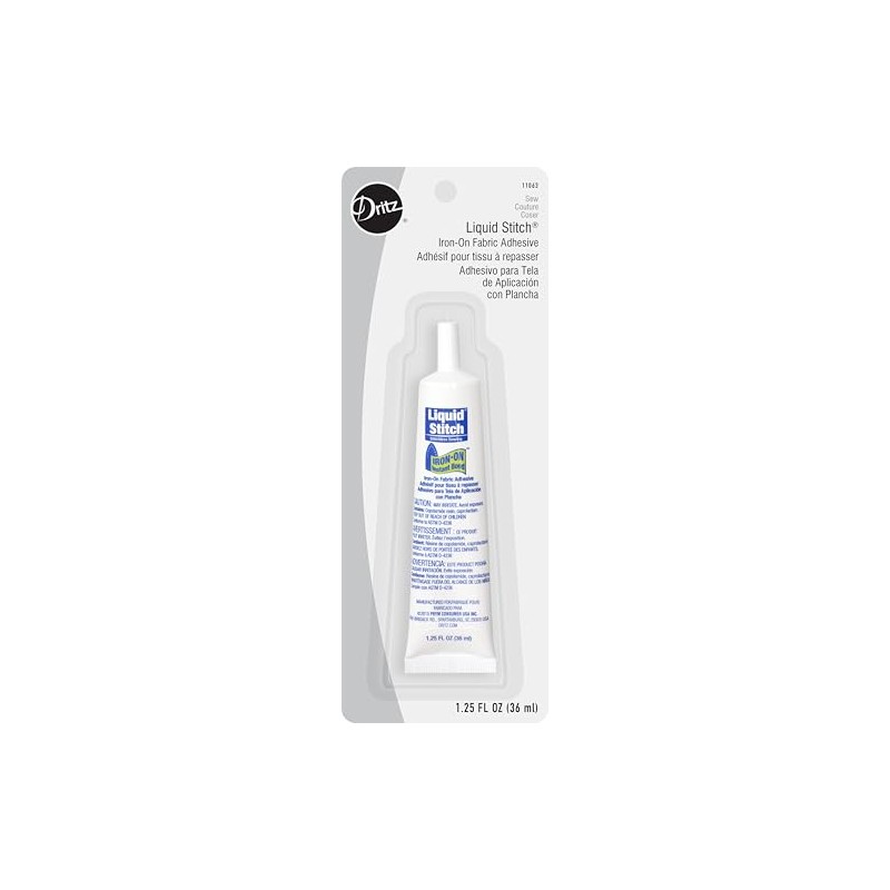 Dritz Liquid Stitch, 1.25 Fluid Ounce Iron-On Fabric Adhesive, White