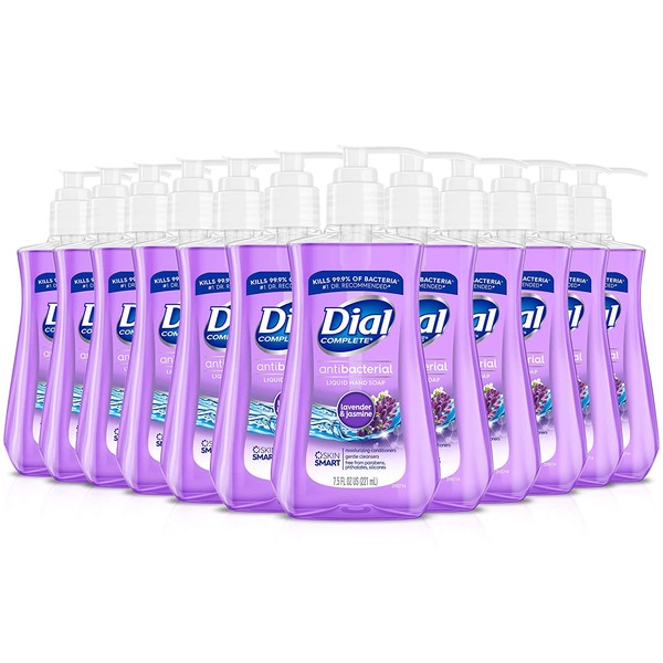 Dial Antibacterial Liquid Hand Soap, Lavender & Twilight & Jasmine, 7.5 Fluid Ounces (Pack of 12)