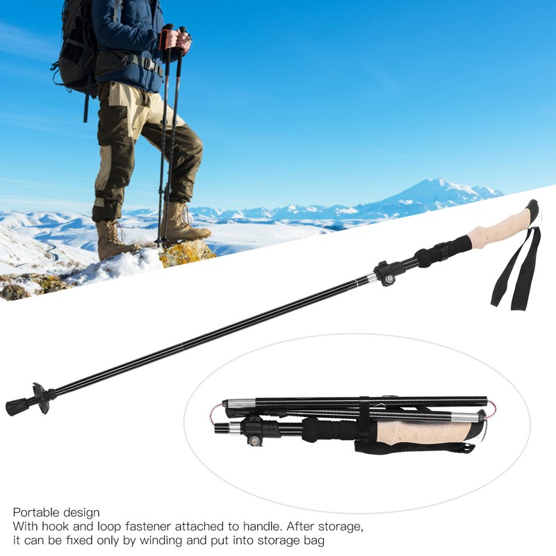 Telescopic Hiking Pole Portable Aluminum Alloy Folding Walking Stick for