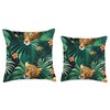 Green Bohemian Tropical Cheetah Kiss Pattern Decor Throw Pillow