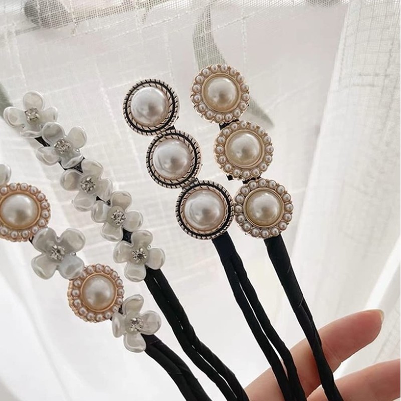 Happyupcity 4 Pcs Women Magic Hair Bun Maker with Peal