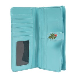 Shag Wear Women's Premium Vegan Clutch Cardholder Zipper Wallet Purse with Pretty Aloha, Teal