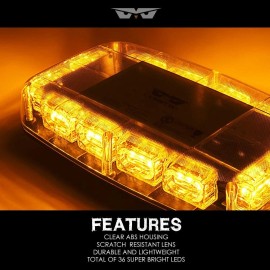 LUMENIX 36LED Roof Top Mini Strobe Light with Magnetic Base Rooftop Snow Plow Tow Truck