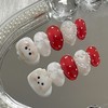 (3+1) Red Apple Handmade Nail Tips - Round / (3+1)